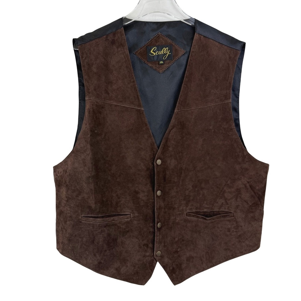 Scully BOAR SUEDE Western Vest XXL Oklahoma COWBOY RANCH‎ SNAP MEN ESPRESSO